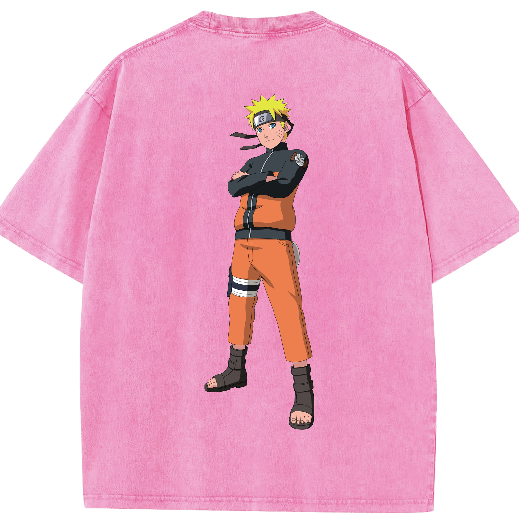 （画像用） NARUTO -ナルト- うずまき ナルト Uzumaki Naruto 綿100% ヴィンテージ風 半袖Tシャツ（背面プリント）